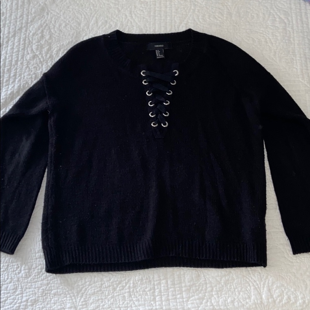 Lace Up Sweater